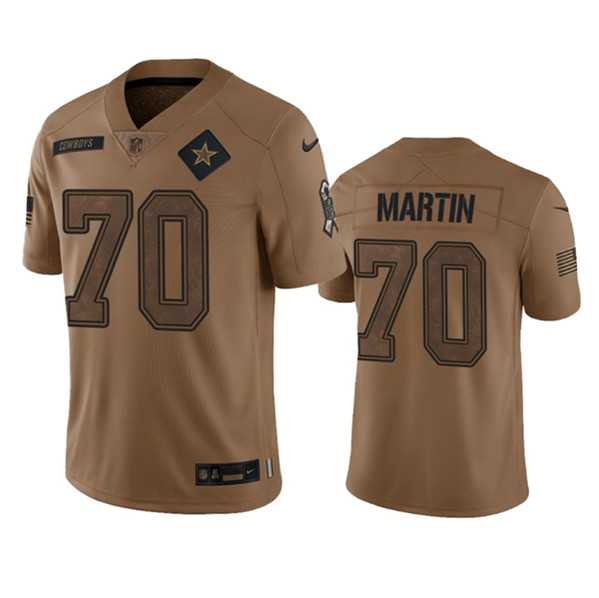 Men%27s Dallas Cowboys #70 Zack Martin 2023 Brown Salute To Service Limited Football Stitched Jersey Dyin